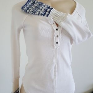 Free People Sweater Thermal Top Sleeve detail xs